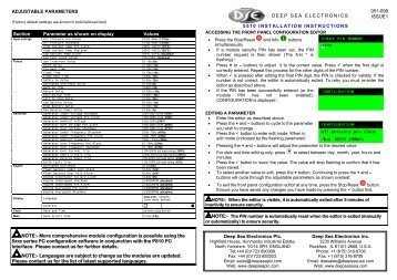 DEEP SEA ELECTRONICS 5510 INSTALLATION INSTRUCTIONS ...