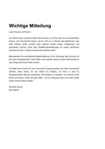 Wichtige Mitteilung - Ozeania Reisen