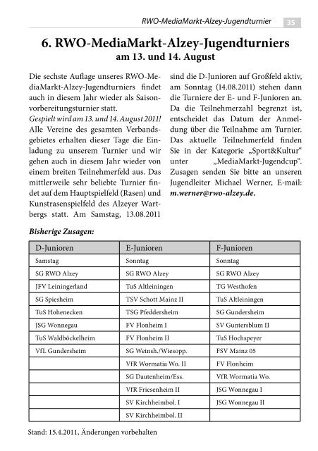 Heimspiel gegen Phönix Schifferstadt - Rot-Weiss Olympia ALZEY