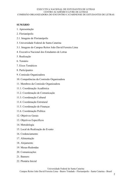 ENCONTRO CATARINENSE DE ESTUDANTES DE LETRAS - ExNEL