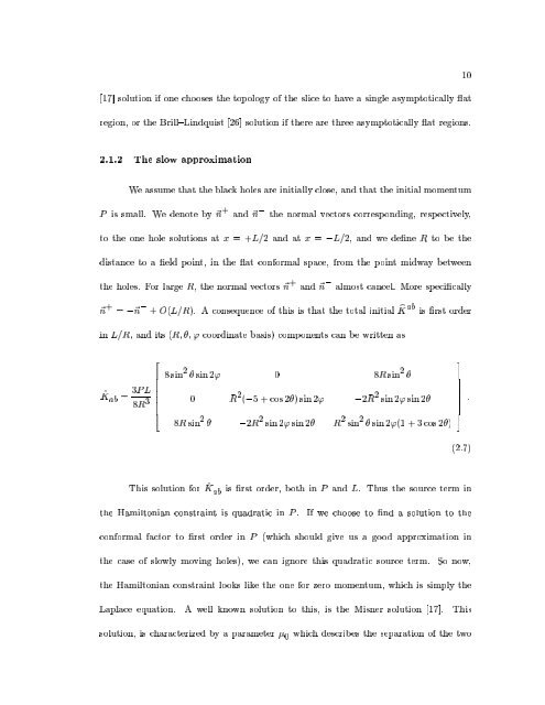 THE CLOSE LIMIT A Thesis in - Institute for Gravitational Physics ...