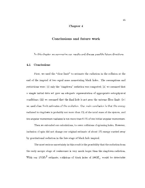 THE CLOSE LIMIT A Thesis in - Institute for Gravitational Physics ...