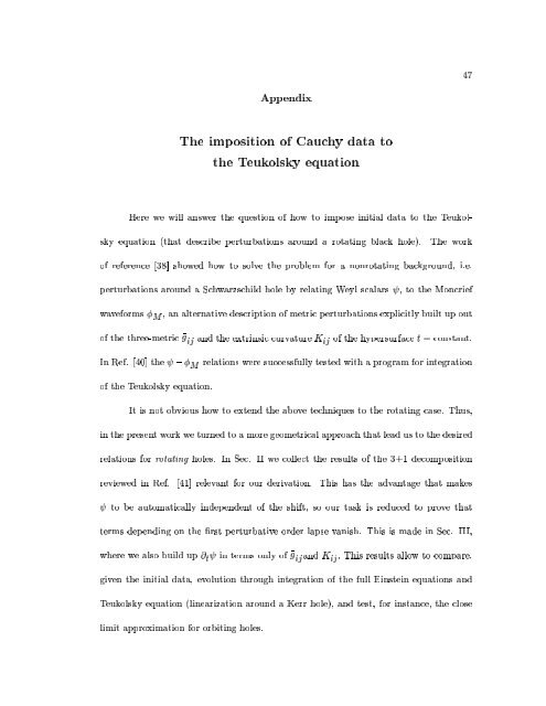 THE CLOSE LIMIT A Thesis in - Institute for Gravitational Physics ...