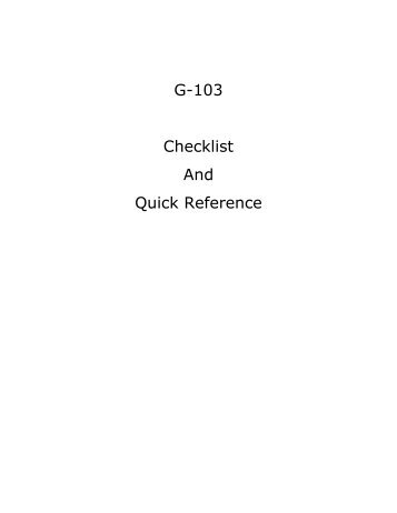 G-103 Checklist And Quick Reference - Utah Soaring Association