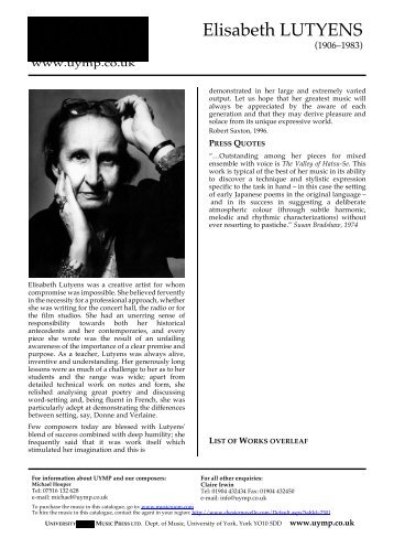 Download .pdf version of Elisabeth Lutyens's catalogue - UYMP