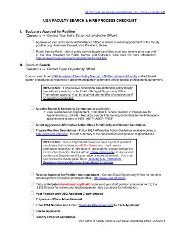 Faculty Hire Process Checklist - Office of the Senior VP for Academic ...