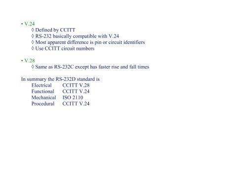 Physical Layer Interface Standards (PSTN) â¢ EIA RS-232-C/D The ...