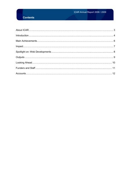 ICAR Annual Report 2008 / 2009