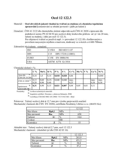 Ocel 12 122.3 - VUT UST