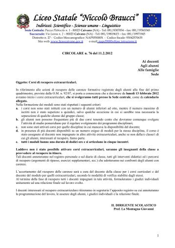 Corsi di recupero extracurriculari - Liceocaivano.gov.it