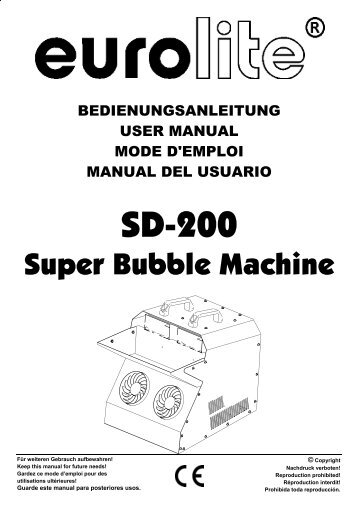 EUROLITE SD-200 Super Bubble Machine user manual (#2643)