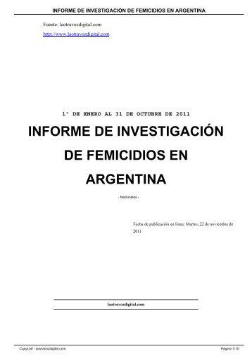 INFORME DE INVESTIGACIÓN DE FEMICIDIOS EN ARGENTINA