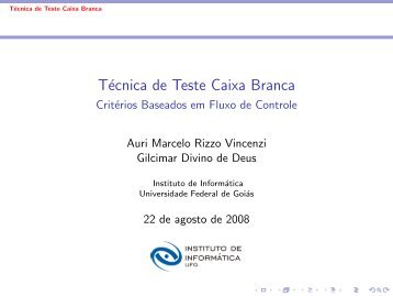 Técnica de Teste Caixa Branca - Instituto de Informática