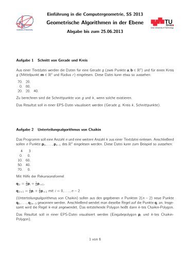 Geometrische Algorithmen in der Ebene - Institute of Geometry