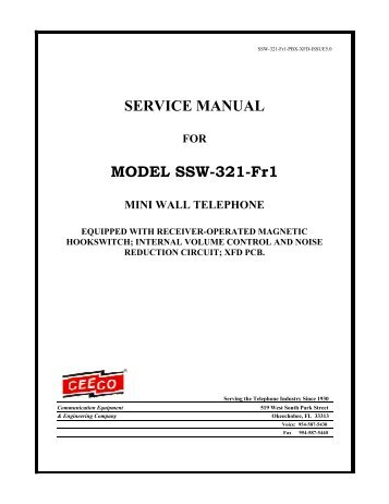 SERVICE MANUAL MODEL SSW-321-Fr1 - Ceeco.com