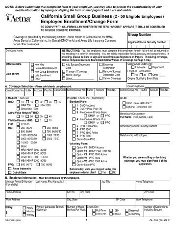 California Small Group Employee Enrollment/Change Form