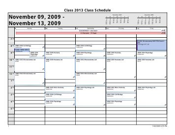 Class 2013 Class Schedule