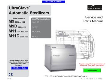 M9 and M9D UltraClave Automatic Sterilizer User Manual