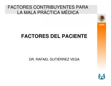 FACTORES DEL PACIENTE - ComisiÃ³n Nacional de Arbitraje MÃ©dico