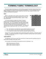 FORMING FABRIC TERMINOLOGY