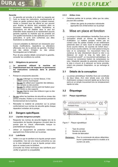Pompe pÃ©ristaltique Notice d'instructions Dura 45 - Verderflex