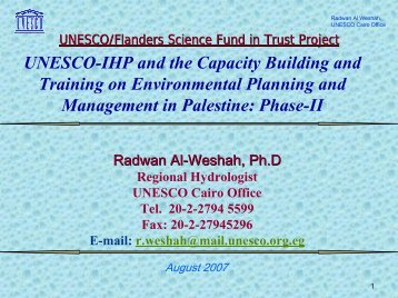 UNESCO-IHP and the Capacity Building and Training ... - Hwe.org.ps