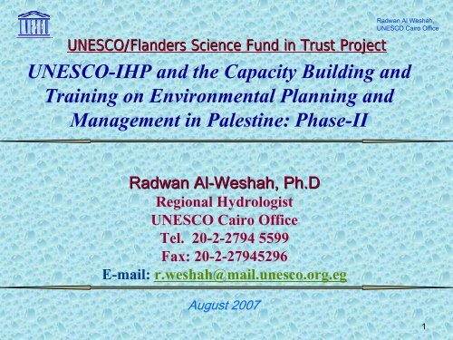 UNESCO-IHP and the Capacity Building and Training ... - Hwe.org.ps