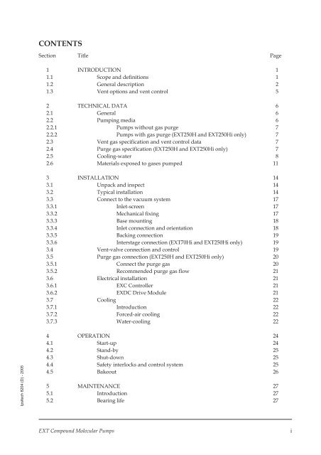 Instr Manual: EXT Compound Molecular Pumps: EXT70H ... - Edwards