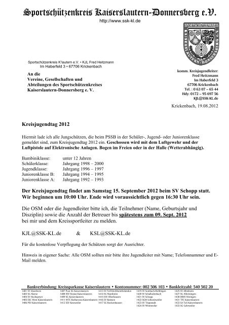 Einladung (PDF) - Sportschützenkreis Kaiserslautern-Donnersberg eV