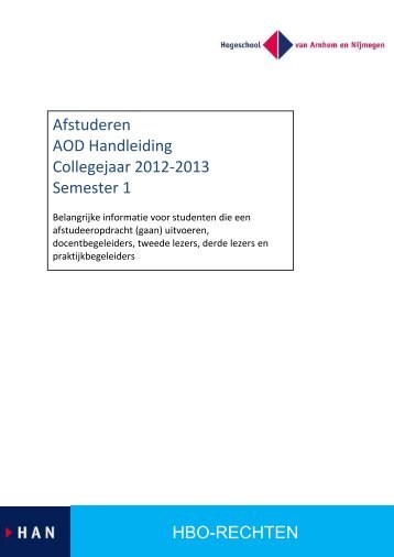 HBO-RECHTEN Afstuderen AOD Handleiding Collegejaar 2012 ...