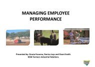 MANAGING EMPLOYEE PERFORMANCE - NSW Farmers Association