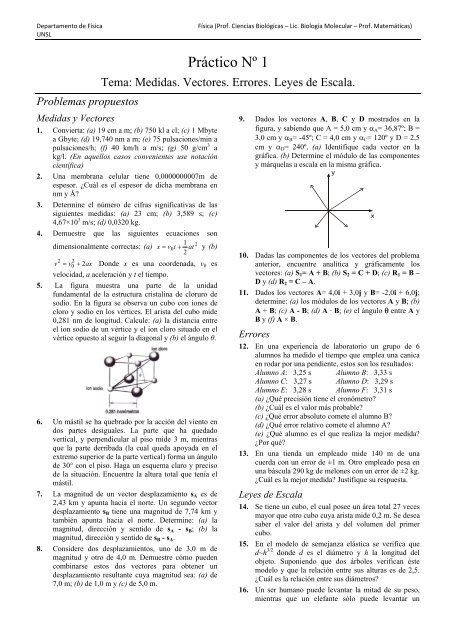 GuÃ­a 1:Medidas. Vectores. Errores. Leyes de Escala