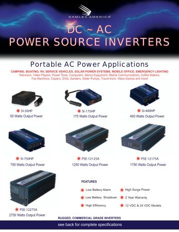 DC ~ AC POWER SOURCE INVERTERS - Samlex America Inc.