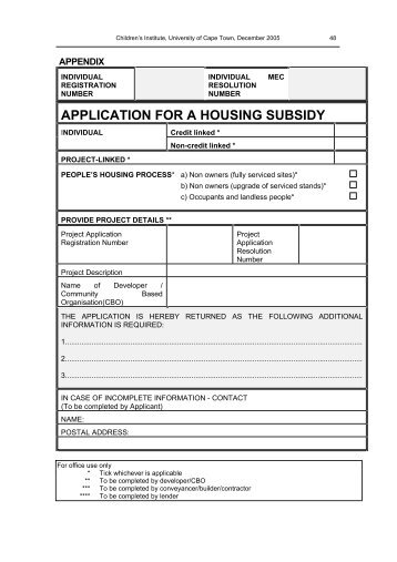 APPLICATION FOR A HOUSING SUBSIDY - Children's Institute