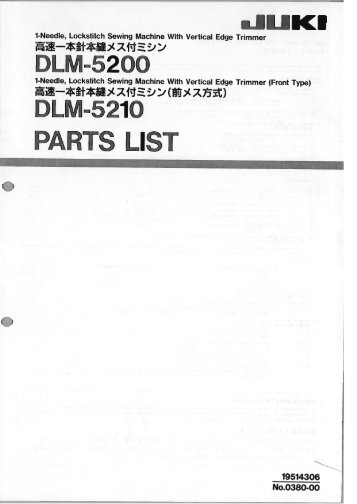 Parts book for Juki DLM-5200, -5210