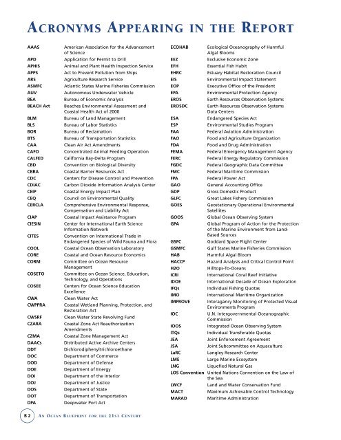 U.S. Commission on Ocean Policy - Joint Ocean Commission Initiative