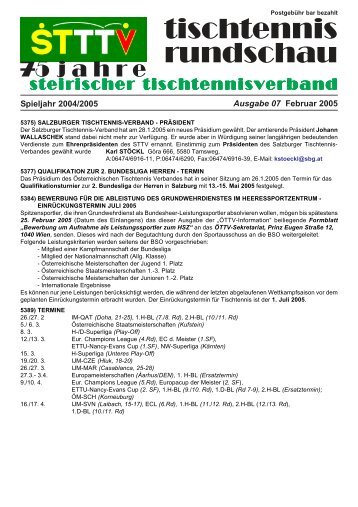 Lehrwarteausbildung für TISCHTENNIS 2005 - Steirischer ...