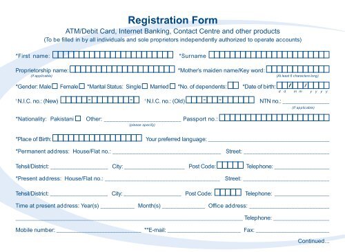 Ubl Registration Form United Bank Limited