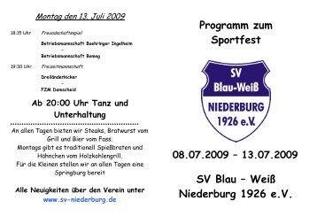 Ab 20:00 Uhr Tanz und Unterhaltung - SV-Niederburg