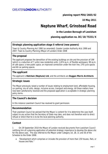 Neptune Wharf, Grinstead Road - Greater London Authority