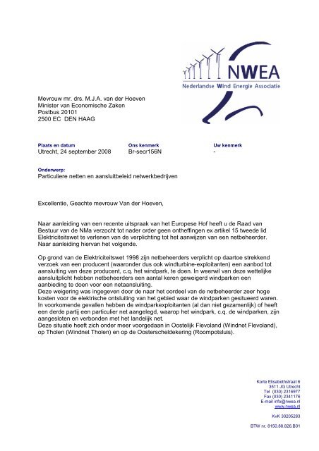 Brief particuliere netten en NMa ontheffing sept08.pdf - NWEA