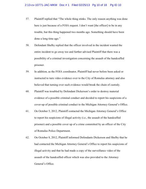 Romulus Police Chief Dickerson lawsuit.pdf - MLive.com