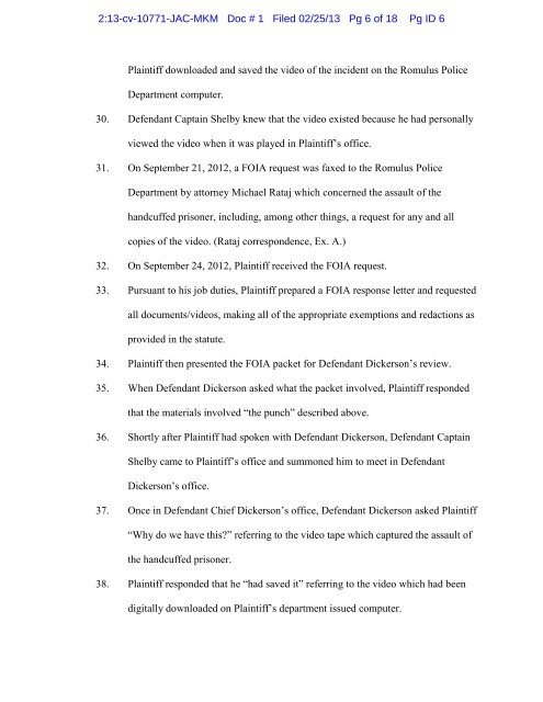 Romulus Police Chief Dickerson lawsuit.pdf - MLive.com