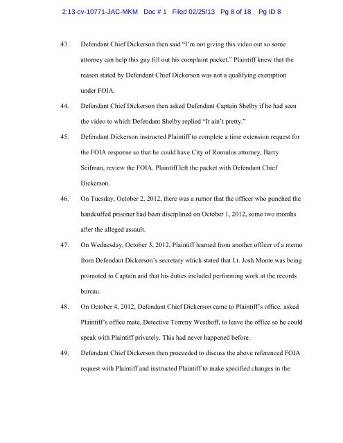 Romulus Police Chief Dickerson lawsuit.pdf - MLive.com