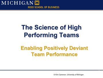 The Science of High Performing Teams - Michigan Institute for ...