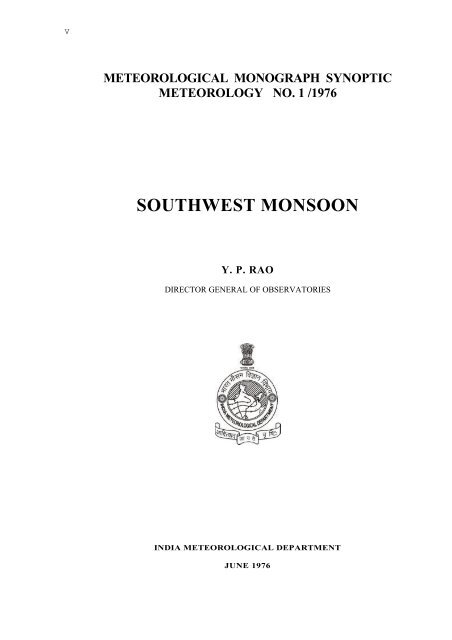 Met.Monograph on SW Monsoon - (IMD), Pune