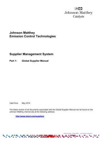 Global Supplier Manual - Johnson Matthey - Emission Control ...