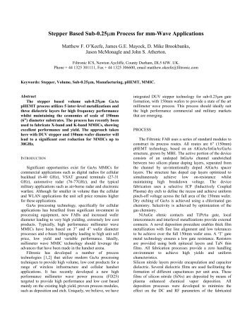 Stepper Based Sub-0.25Âµm Process for mm-Wave Applications