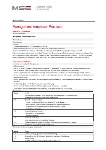 Management komplexer Prozesse - BFH-TI