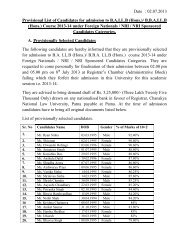 Provisional List of NRI Candidates for admission 2013 - Chanakya ...